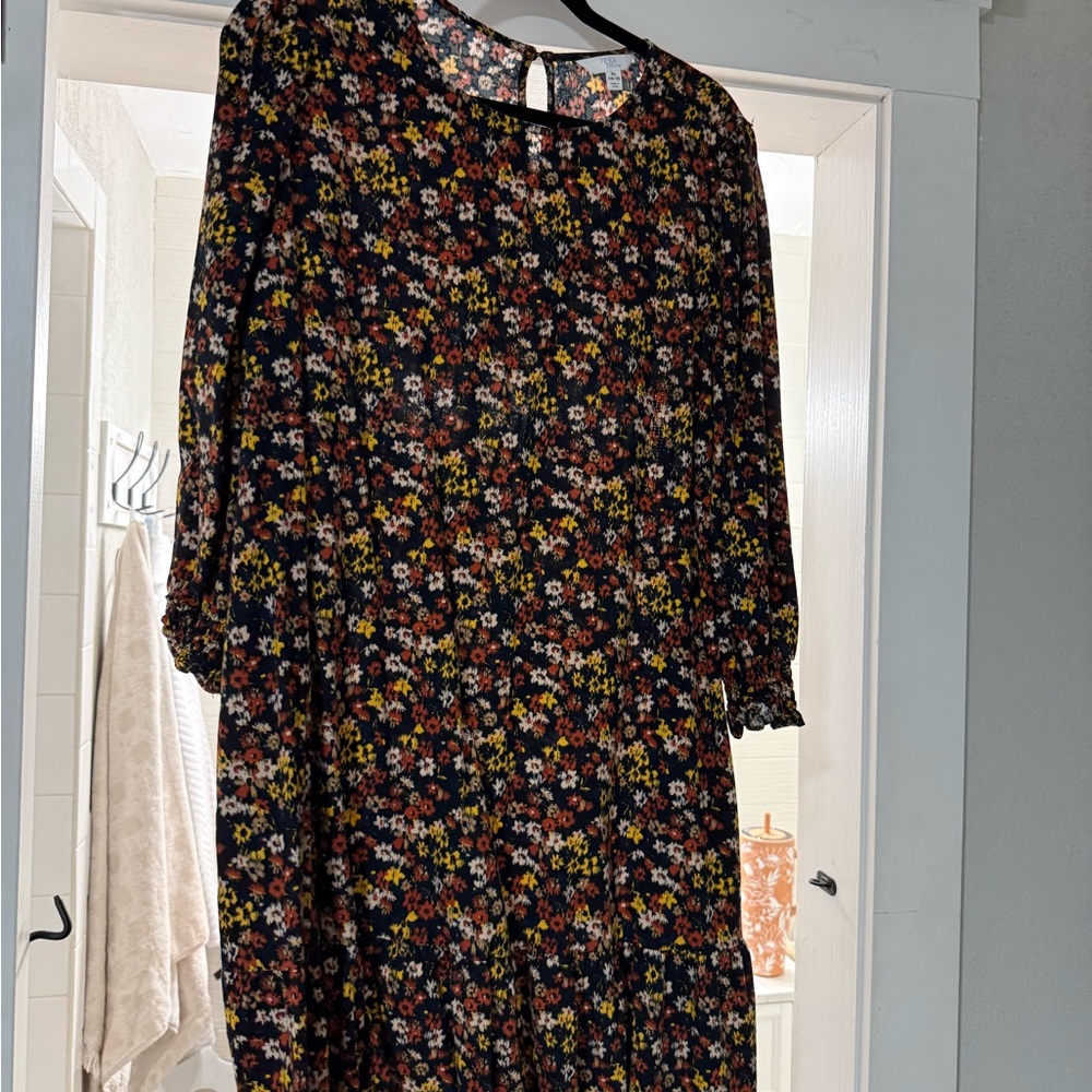 Time and Tru Pink and Orange Bishop Sleeve Sundress